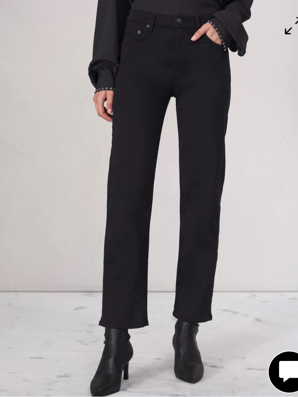 rag & bone Flexi The Harlow Mid-Rise Ankle Straight-Leg Black